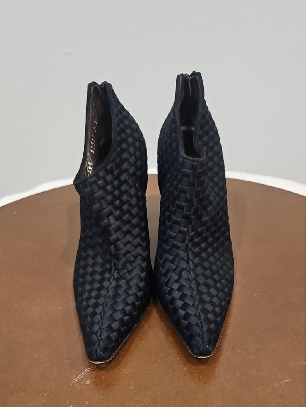 Bottega Veneta Black Woven Pointed Ankle Booties